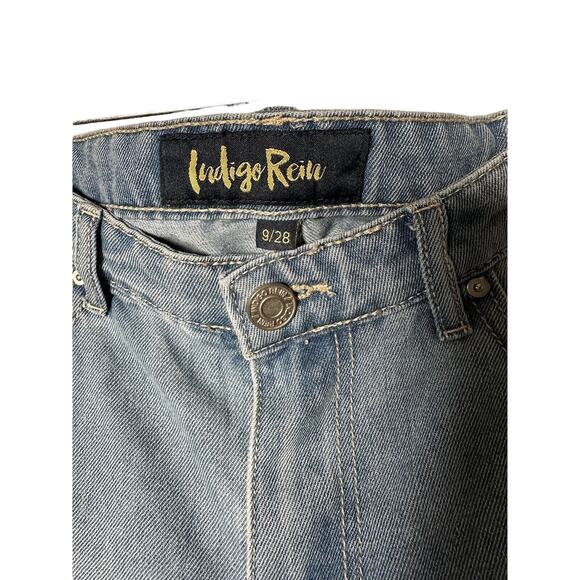 Indigo Rain Jean Shorts High Rise Cutoffs Distressed Juniors 9/28 - Picture 5 of 5